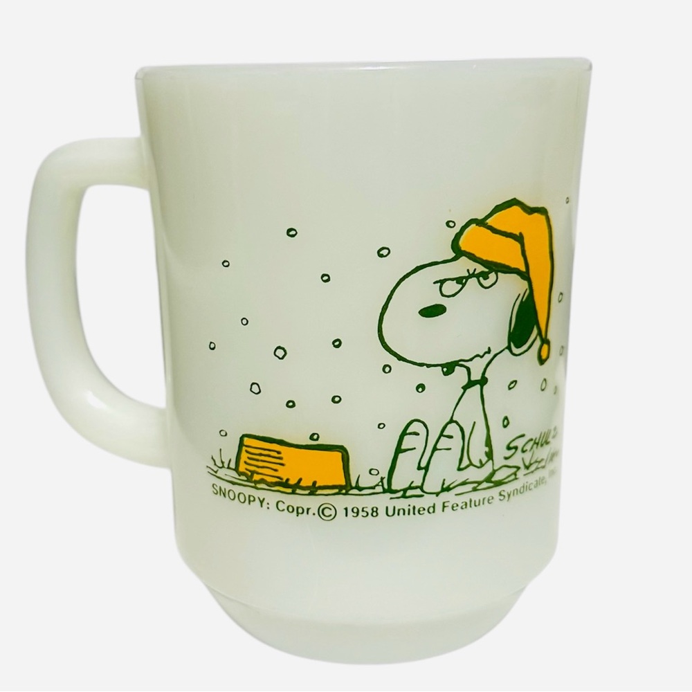 Vintage 1958 Snoopy Charles Schulz Peanuts Fire King Coffee Cup Mug French Toast